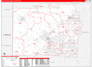 Hamilton-Middletown Metro Area Wall Map Red Line Style